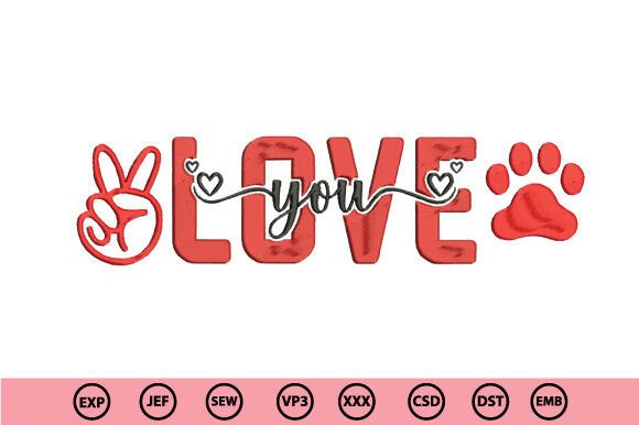 Download Love Embroidery Design - Embroidery Collection