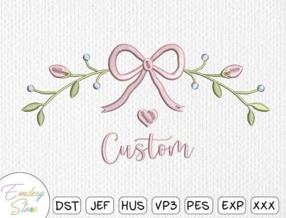 Download Customizable Floral Bow Embroidery File - Embroidery Collection
