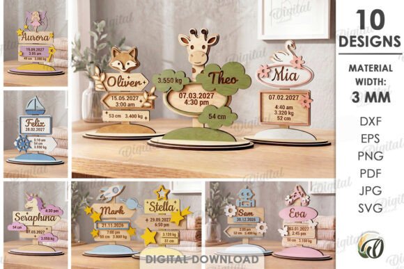Download 3D Stand Decor with Baby Stats Bundle - Baby Collection