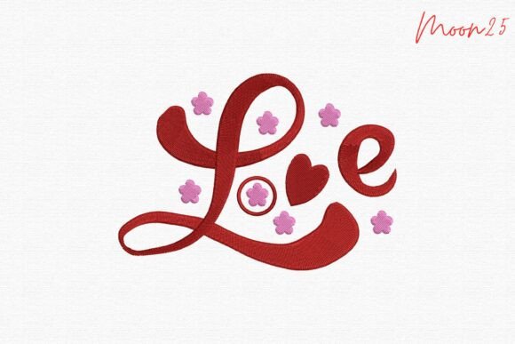 Download Love Script Heart Embroidery Design - Embroidery Collection