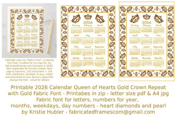 Download 2026 Calendar Gold Crown Fabric Font - Premium Resources
