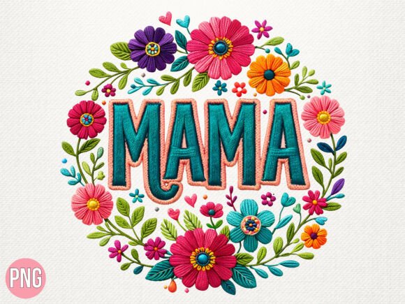 Download Floral Mama Embroidery PNG Mom Shirt PNG - Embroidery Collection