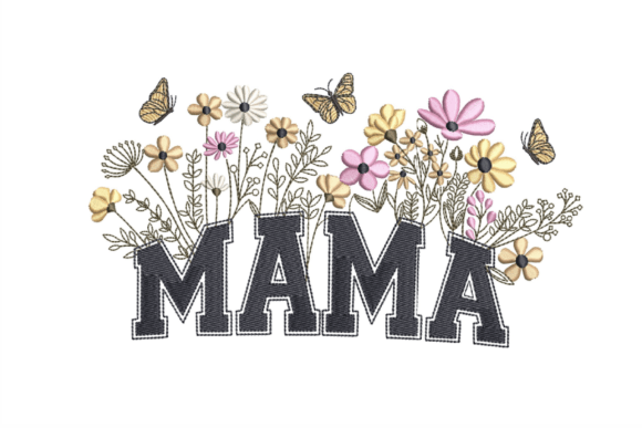 Download Mama Flower Embroidery Design - Embroidery Collection